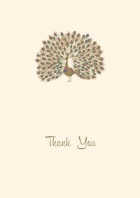 Graphique de France Proud Peacock Boxed Thank You Notes, 4.25 x 5.5 Inches, Cream (L811CB)