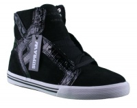 Supra Chad Muska Skytop Skate Shoe - Youth Black Suede/Black Croc/White, 2.0