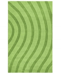 Abstract and absorbing, this unique rug adds movement to any room. Playful, wavy lines reverberate against a forest-green ground, resounding with personality in your home.