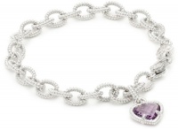 Judith Ripka Fontaine Purple Single Heart Charm Bracelet