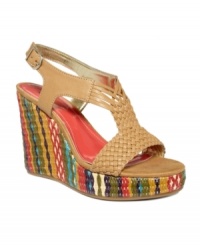 Homespun charm, from Style&co. The Abril sandal creates a boho atmosphere with colorful woven detail at the wedge and intricate braiding.