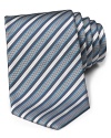 A handsome silk tie featuring a classic width and a smart multi-stripe pattern to offset your professional shirting.