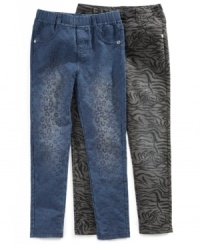 Trendy looking jeggings by Flapdoodle with animal prints will be her favorite to wear.