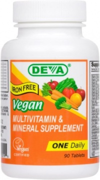 Deva Vegan Vitamins Daily Multivitamin Iron Free, 90 Tablets (Pack of 2)