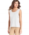 Jones New York's easy tank gets a touch of shine thanks to satin trim at the neckline. A perfect layering piece! (Clearance)