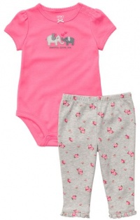 Carter's Girls Pink Mommy Loves Me Elephant Bodysuit Pants Set - 6 months