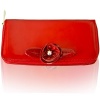 Renato Angi Italian Designer Red Leather Swarovski Rose Wallet Clutch Purse Bag