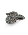 THE LOOKStriking sparkle lizard curls around your fingerAdjustable, stretch gunmetal bandTHE FITLength, about 2Width, about 1½THE MATERIALGunmetal platedHematiteGlassORIGINImported