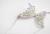 Fashionable Silver Tone Multi Color Rainbow Swarovski Crystal Butterfly Animal Pendant Charm Necklace