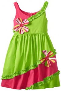 Bonnie Jean Girls 2-6X Green Bias Pieced Sundress, Green, 5