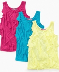 Put some frilly fun into her summer wardrobe with the cascading layers of ruffles on this tank from Epic Threads.