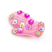 Crystalmood Pink Little Mitten Sequined Girls Hair Clip Barrette