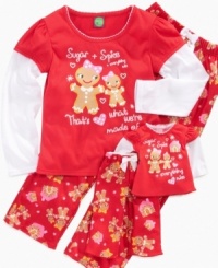 Get your camera's ready, because this outfit is holiday album gold! This Dollie & Me shirt and pants PJ set has a sweet gingerbread girl print and includes an identical set for her favorite doll.