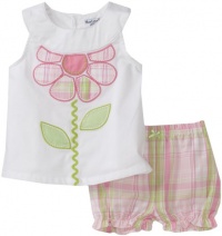 Hartstrings Baby-Girls Newborn Sateen Top And Plaid Short Set, White, 12 Months