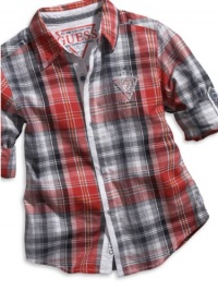 GUESS Kids Boys Big Boy Reverie Plaid Carson Shirt, PLAID (16/18)