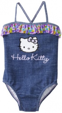 Hello Kitty Girls 2-6X Toddler One Piece Swimsuit, Blue, 2T