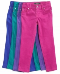 Add a splash of color to her look with a pair of these cute glitter denim from Jessica Simpson.