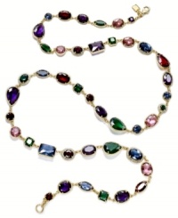 Every color of the rainbow is strung on this pretty multi-stone necklace from Lauren Ralph Lauren. In an array of shapes and sizes, the beads are crafted from resin and glass. Crafted in 14k gold-plated mixed metal. Approximate length: 32 inches.