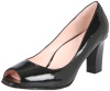 Taryn Rose Women's Fierce Open-Toe Pump,Black Crinkle Patent,9 M US