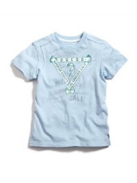 GUESS Kids Boys Tee with Triangle Appliqué, LIGHT BLUE (3T)