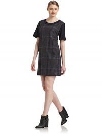 THE LOOKAllover plaid printShort sleeves with folded cuffsPullover styleTHE FITAbout 34 from shoulder to hemTHE MATERIAL61% wool/23% polyamide/16% virgin woolSecond fabric: silkCARE & ORIGINDry cleanMade in ItalyModel shown is 5'10 (177cm) wearing US size 4. 