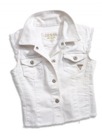 GUESS Kids Girls Little Girl Denim Vest, WHITE (3T)