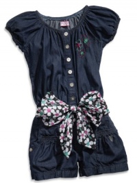 GUESS Kids Girls Little Girl Romper with Sash, INDIGO (4)