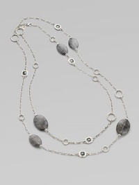 A long piece punctuated with hematite, slate quartz and circle links. Sterling silver Faceted hematite Slate quartz stone Lobster clasp closure Length, about 55 Imported 