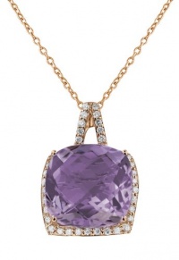 Effy Jewlery 14K Rose Gold Amethyst and Diamond Pendant, 10.29 TCW