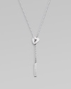 From the Trademark Collection. A sleek sterling silver design with a textured heart and logo pendant on a box chain will make you fall in love. Sterling silverLength, about 21½Pendant size, about ¾Slip-on styleMade in Italy