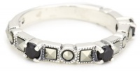 Judith Jack Geometric 2 Sterling Silver and Marcasite Accented with Gemstones Stackable Rings, Size 7