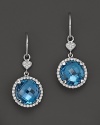 Lisa Nik 18K White Gold Blue Topaz and Diamond Earrings