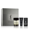 The LA NUIT DE L'HOMME Yves Saint Laurent Holiday Gift Set contains a 3.3 oz Eau de Toilette Spray, a 2.6 oz Deodorant and a 1.7 oz After Shave Balm.