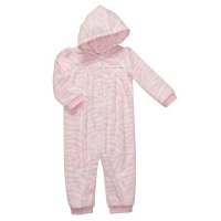 Carter's Baby Girls Pink Zebra Micro Fleece Jumpsuit Coverall (3 Months)