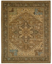 Supremely intricate in design, the Legacy area rug from Nourison presents a timeless medallion and leaf motif inspired by ancient Persian textiles. Machine woven from the highest quality wool and meticulously dyed for a richly varied color palette to bring a unique accent of luxury to the home.