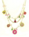 Betsey Johnson Jewelry Garden Party Flower Ladybug Layer Necklace New 2013