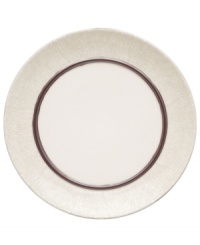 A universal favorite, the Lucia dinner plate combines a modern shape and classic style. Earthy stoneware with a crackle effect and lustrous metallic glaze brings easy sophistication to casual settings. By Niels Refsgaad for Dansk.