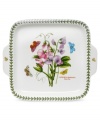 Treat the discerning china collector or naturalist on your gift list to the Botanic Garden dessert tray by Portmeirion dinnerware. The dishes feature lifelike sweet peas that entice colorful butterflies on a white porcelain ground. With handles for carrying cakes, cookies and other sweets from oven to table.