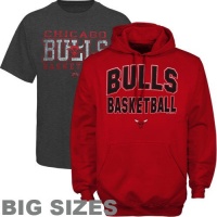 NBA Majestic Chicago Bulls In UR Face Pullover Big Sizes Hoodie And T-Shirt Combo - Red/Charcoal