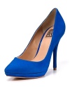 Classic pumps in soft, sumptuous suede get a chic update with a pointed toe. By Pour La Victoire.