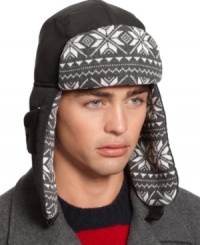 Keep your head stylishly warm with this handsome trapper hat by American Rag.