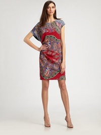 Soft asymmetrical gathers and a vibrant, explosive paisley print elevate this silky, wear-everywhere shift.Jewel necklineCap sleevesSide gathersConcealed side zipFully linedAbout 20 from natural waist90% viscose/10% silkDry cleanMade in ItalyModel shown is 5'11 (180cm) wearing US size 4. 