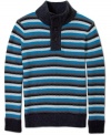 Line of attack: Sean John prepares you to fend off cold weather with a multi-stripe sweater.