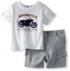 Calvin Klein Baby-Boys Newborn Tee With Denim Short, White, 3/6 Months