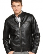 Guess Mens Bomber Jacket Small S Black Faux Leather