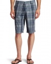 Kenneth Cole New York Mens Flat Front Plaid Short,Sailor Blue Combo,34