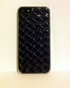 Leather Back Plastic Hard Case for the iPhone 5 - Black High Gloss