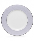 A fine mist of platinum dots settles along the lavender edge of Alana Platinum accent plates, bringing elegant allure to every memory-making occasion. From Noritake.