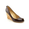 Stuart Weitzman Frenchy Womens Size 7.5 Brown Peep Toe Textile Wedges Shoes