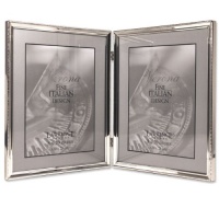 Lawrence Frames Polished Silver Plate 8x10 Hinged Double Picture Frame - Bead Border Design